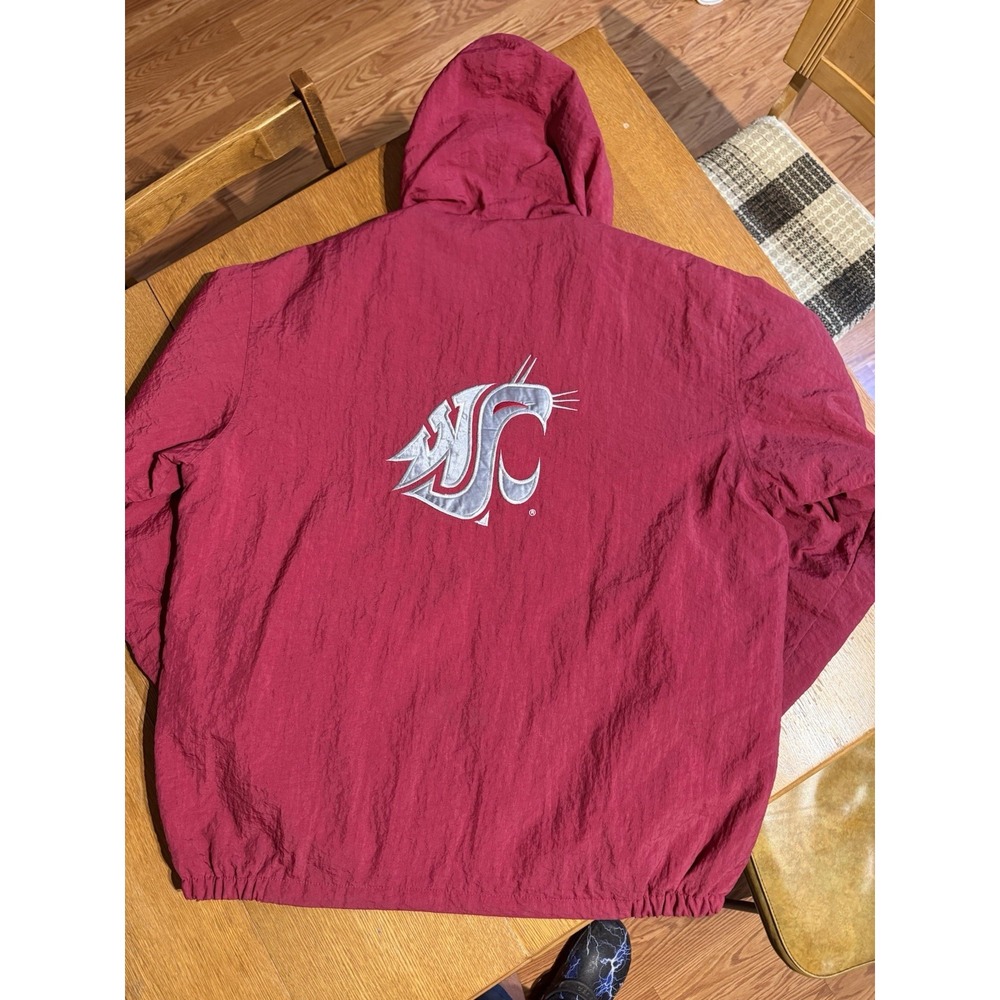Vintage Starter WSU Cougars Hooded Jacket XXL Korea Crinkle Nylon Quilt Lined‎